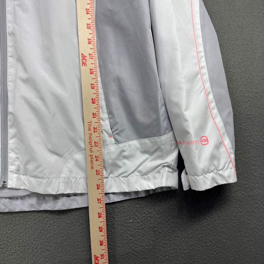Free Country Jacket Womens XL White Grey Neon Pink Windbreaker Hooded Full Zip - Picture 5 of 11